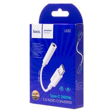 Адаптер (переходник) Hoco LS30 (Type-C - 3.5 мм) белый &mdash; 3