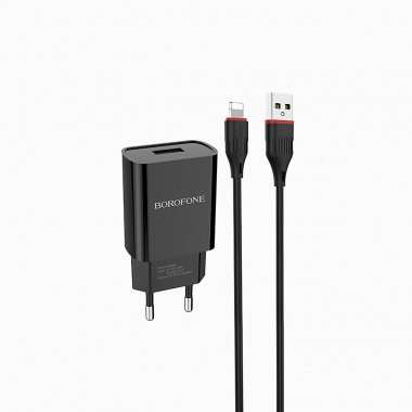Сетевое зарядное устройство Borofone BA20A Sharp USB с кабелем для Apple Lightning (черное) &mdash; 5